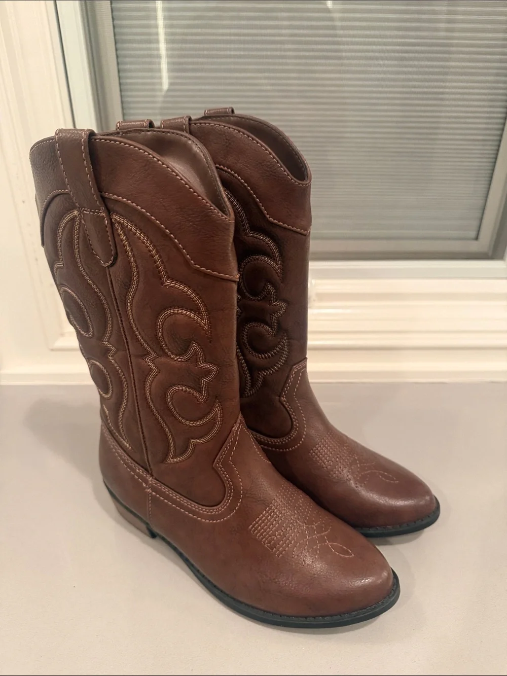 Cat & Jack Brown Western Embroidered Kids Cowboy Boots Size 3